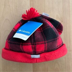 COLUMBIA Toddler Size Fleece  Winter Hat & Mittens. Red/Black. BRAND NEW.